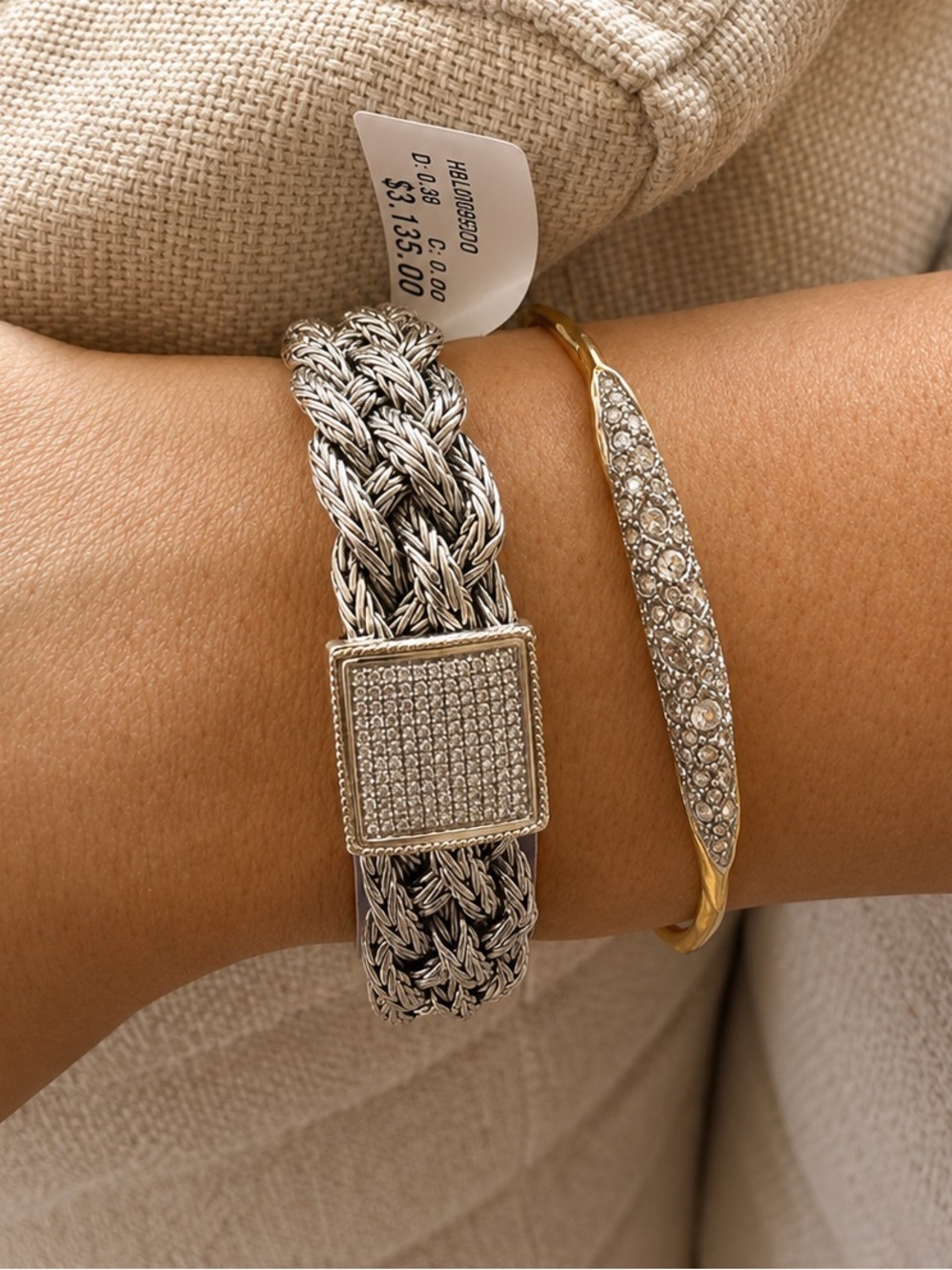 $3,135 Real Diamonds Sterling silver and 18kt gold bracelet by EFFY NWT 0.50 CTW